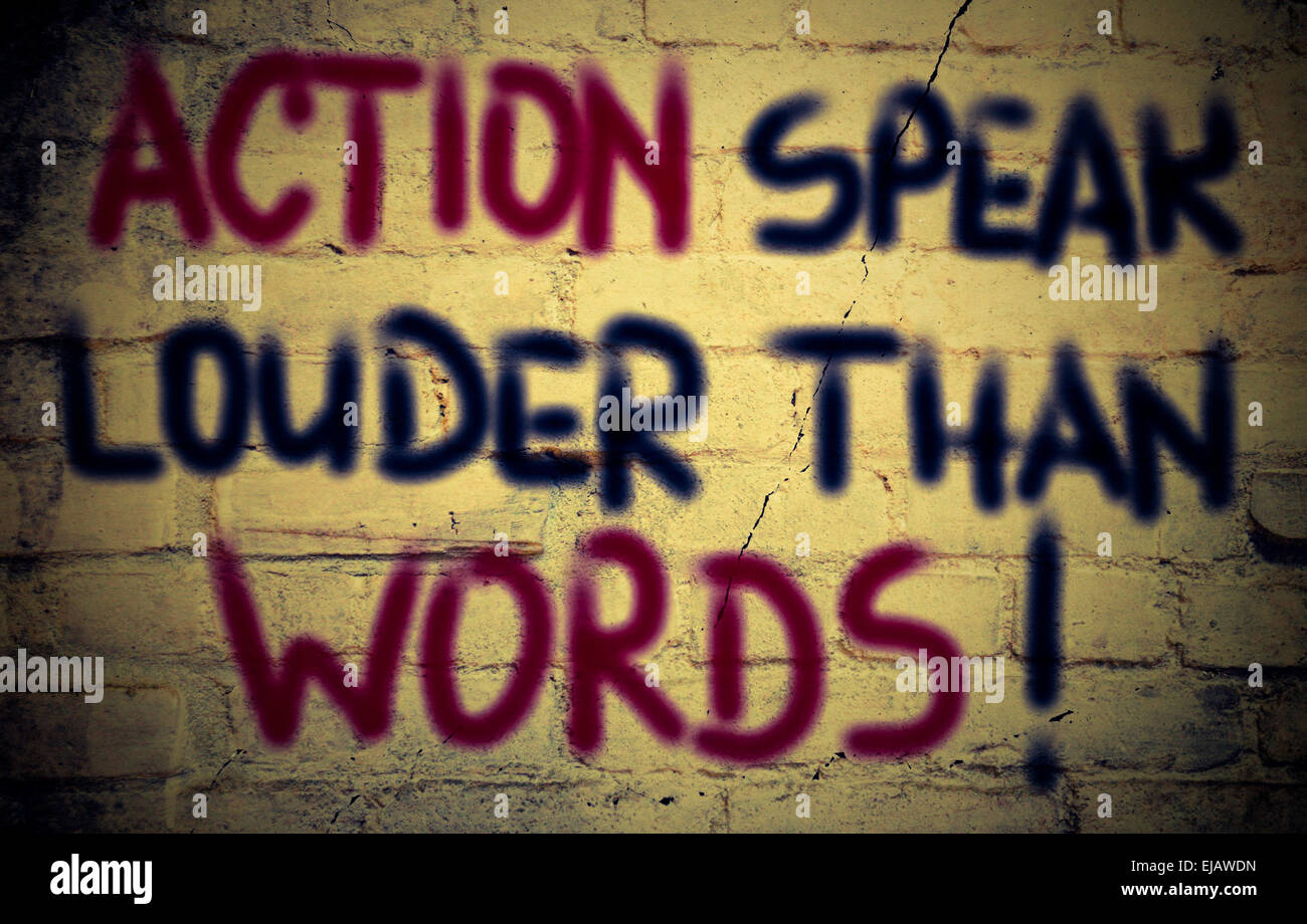Plus fort que les mots d'action Concept Banque D'Images