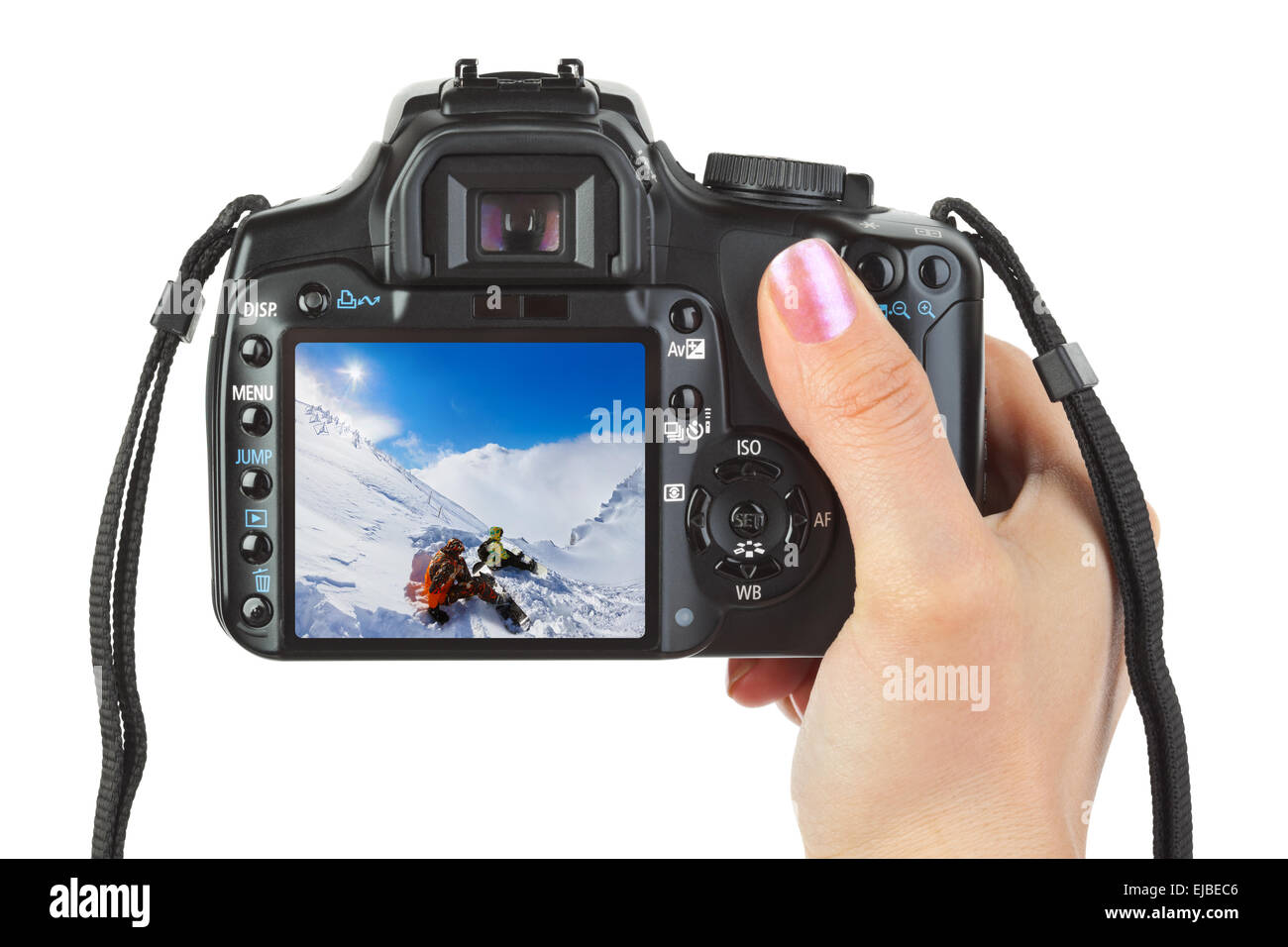 Appareil photo en main et d'hiver Autriche view Banque D'Images