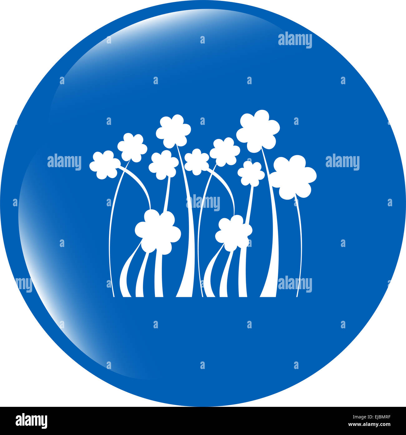 Icône Bouton web Flower isolated on white Banque D'Images