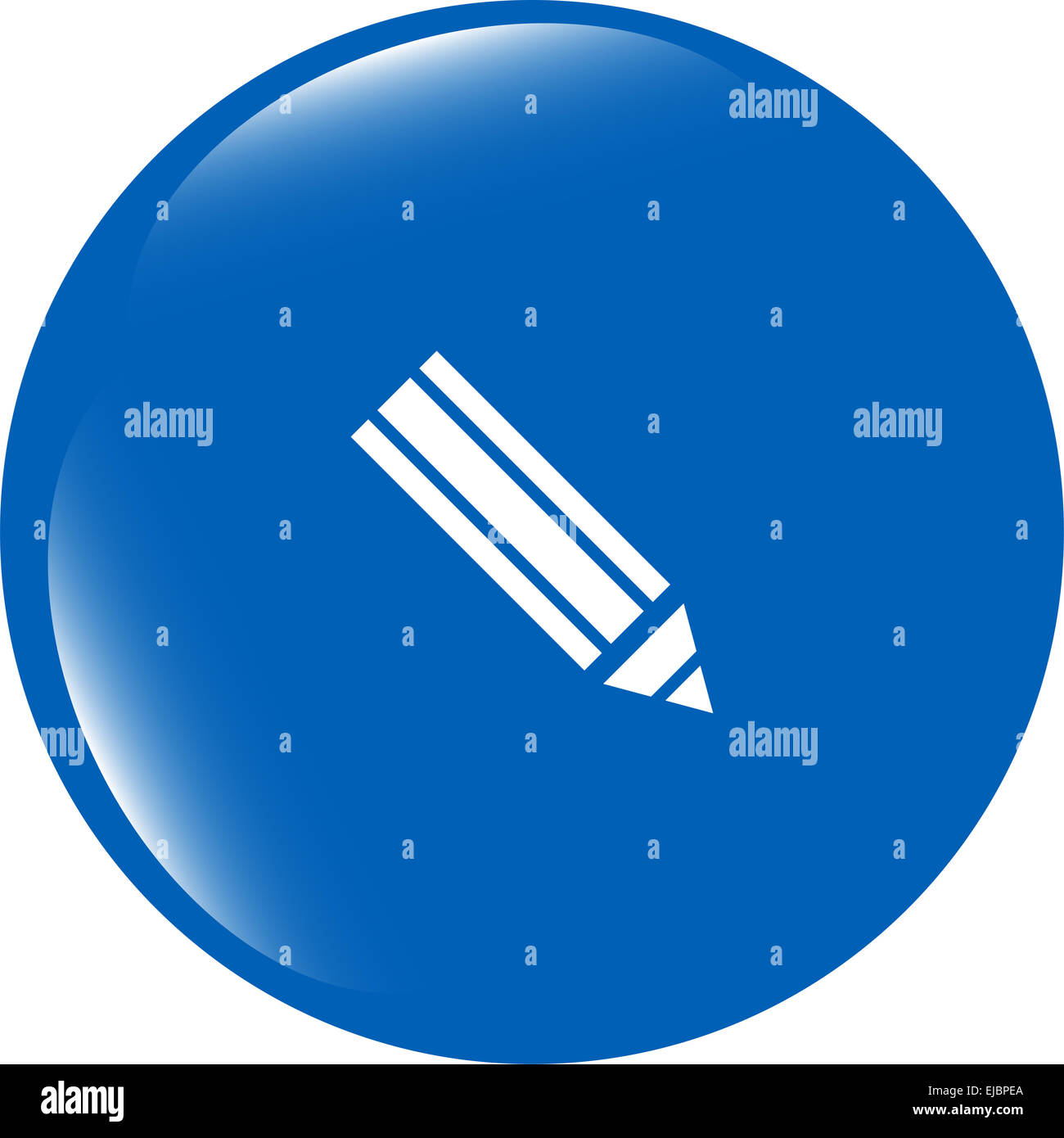 Crayon sur l'icône web, bouton web isolé sur fond blanc Banque D'Images