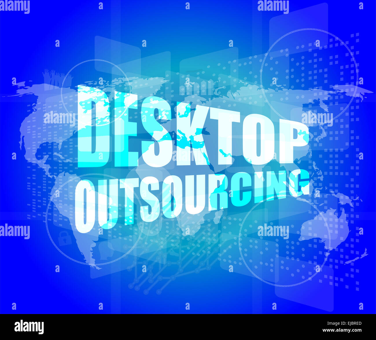 Sous-traitance bureau word on digital touch screen Banque D'Images
