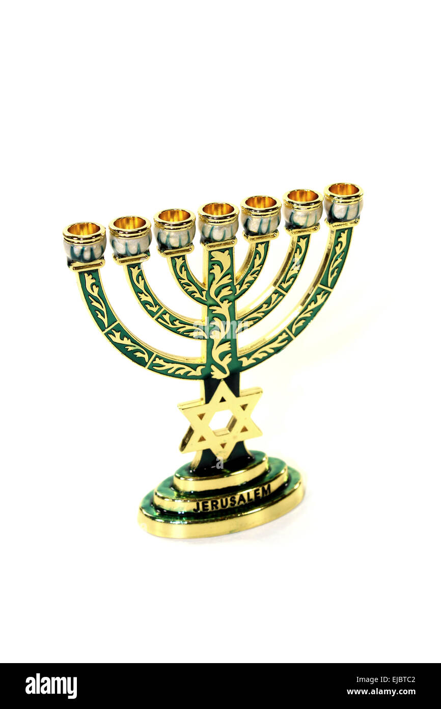 La menorah avec étoile de David Banque D'Images