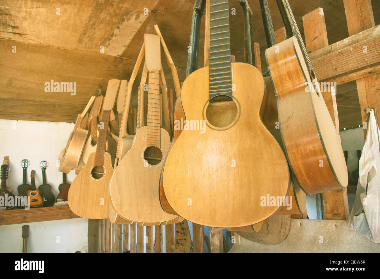 Atelier guitare fait main en Philippines Banque D'Images