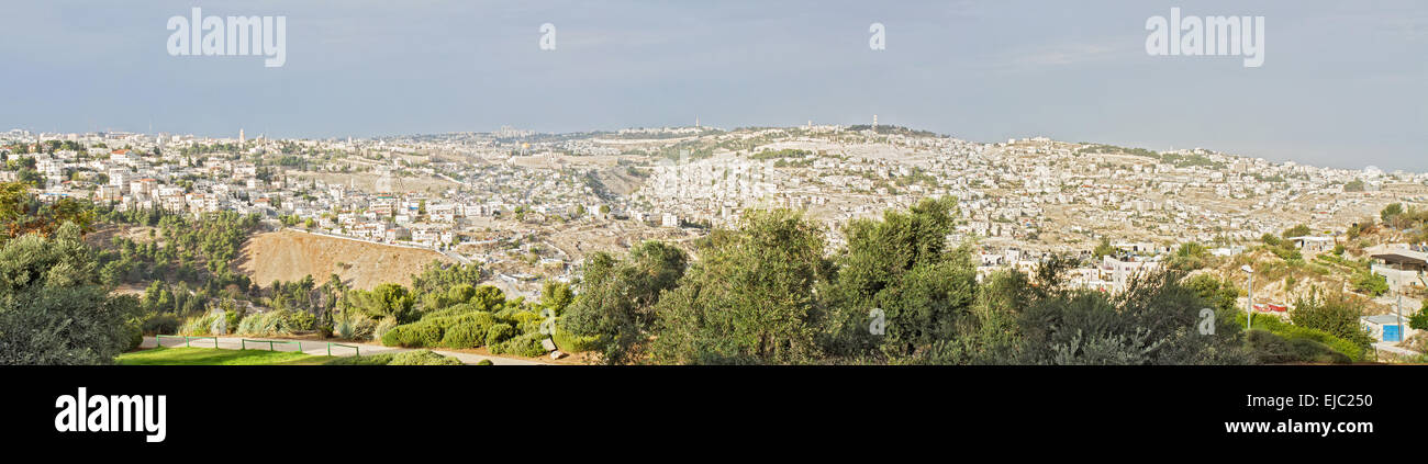 Panorama la vieille ville Jérusalem Banque D'Images