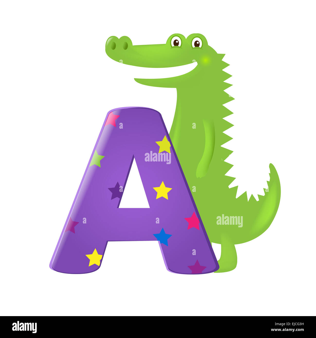 Alligator vert avec la lettre Banque D'Images