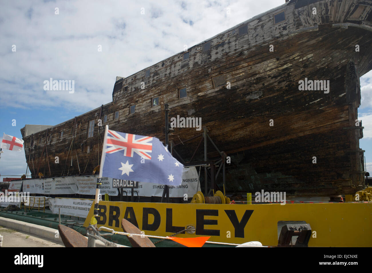 Adelaide en Australie. Le 24 mars 2015. Ville de Adelaide construit à Sunderland UK en 1864 est l'un des deux derniers clippers composite avec le Cutty Sark qui est en cours de restauration en cale sèche à Adélaïde. Ville de Adelaide a été spécialement conçu pour transporter les immigrants fournissant le service entre le Royaume-Uni et l'Australie du Sud et est nommé d'après la ville de adelaide Banque D'Images