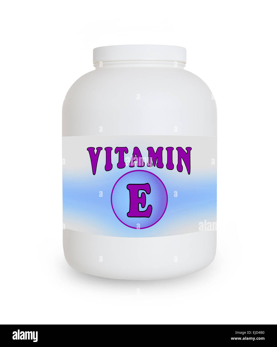 La vitamine E, conteneur isolé sur fond blanc Banque D'Images