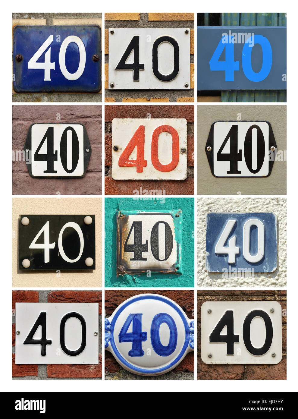 Ligne 40 - Collage de numéros de maison quarante Banque D'Images