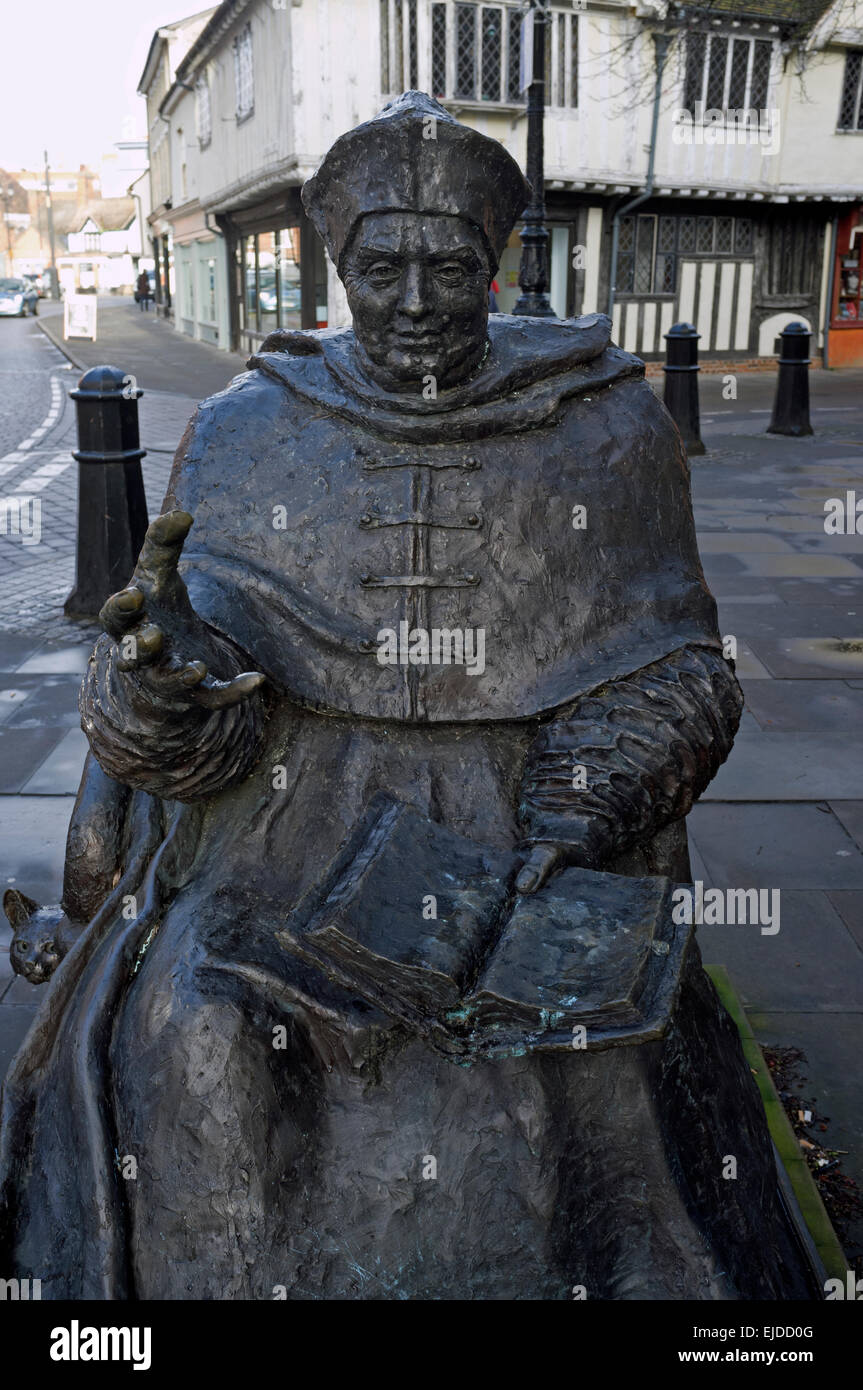 Le Cardinal Wolsey statue, Ipswich, Suffolk, UK. Banque D'Images