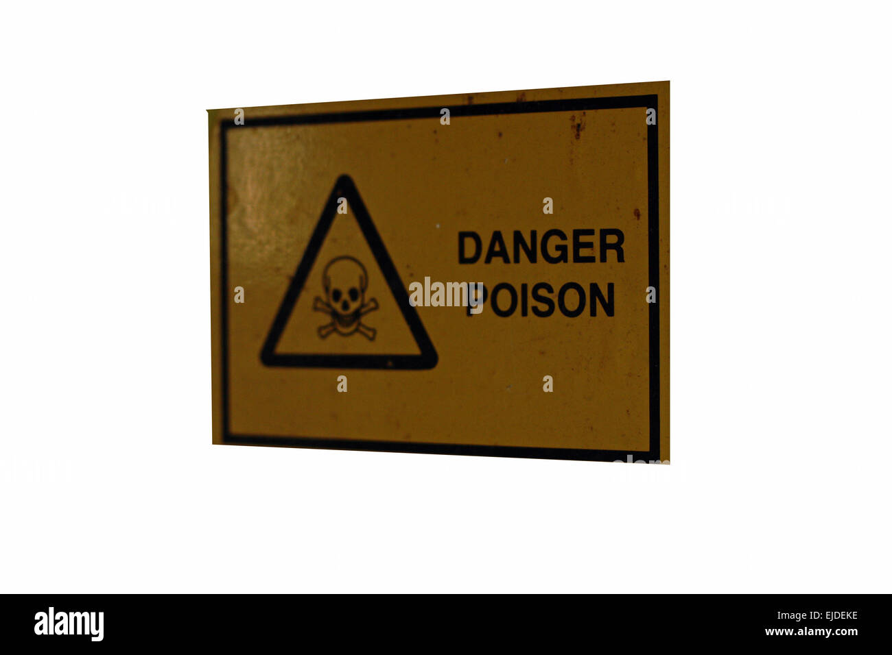 Panneau d'avertissement danger poison jaune Banque D'Images