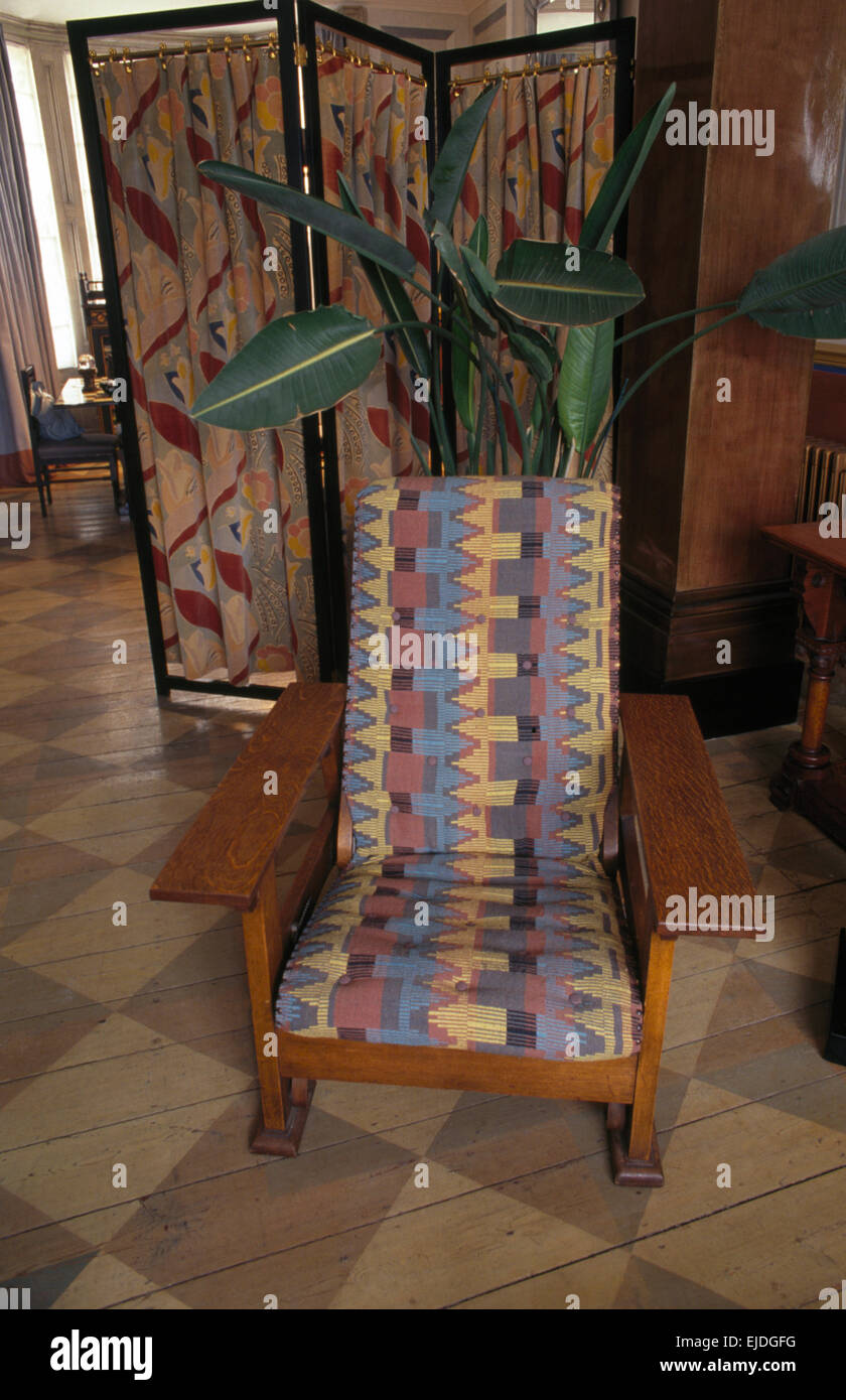 Close-up d'un artisanat arts +chaise avec un siège rembourré Banque D'Images