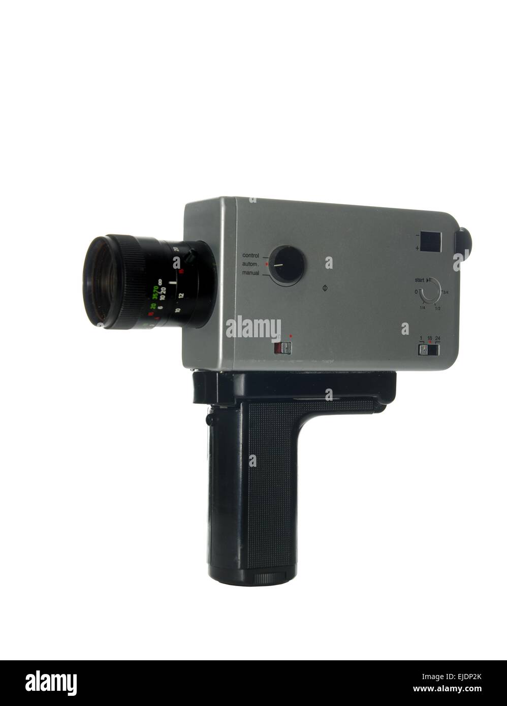 Caméra 8 mm sur fond blanc Banque D'Images