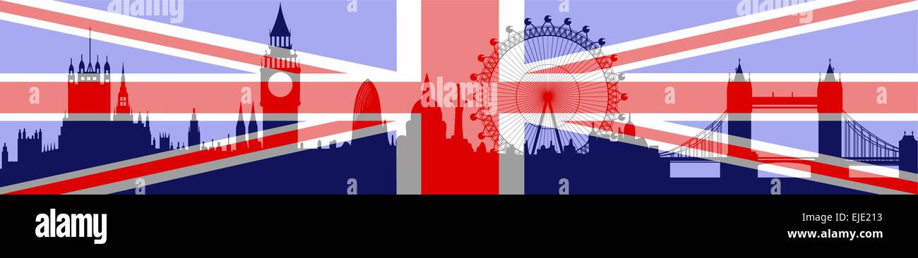 Toits de Londres avec drapeau Illustration de Vecteur