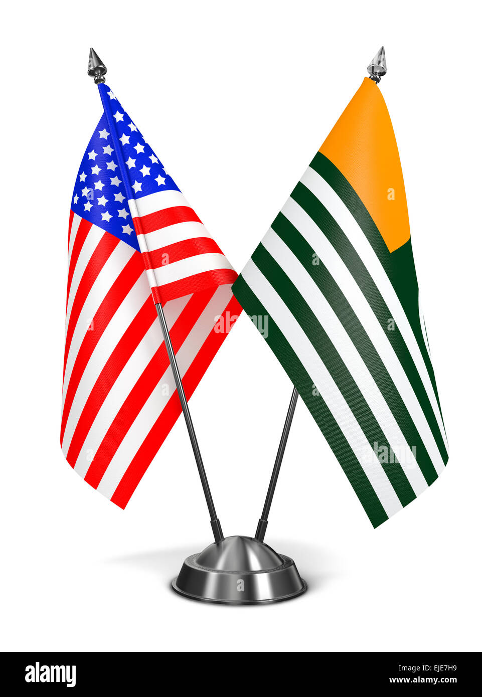 USA et l'Azad Cachemire - drapeaux miniatures isolé sur fond blanc. Banque D'Images
