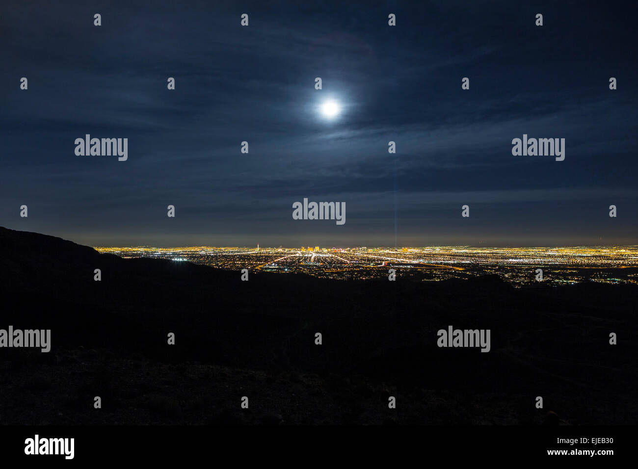 Pleine lune sur Las Vegas, Nevada. Banque D'Images