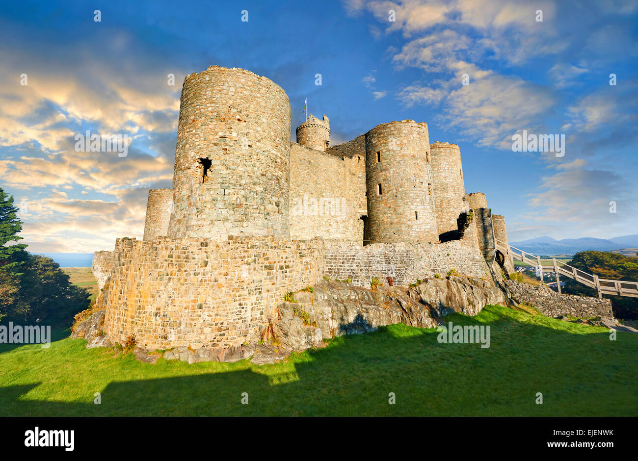 Le Château de Harlech médiéval construit 1282 et 1289 pour Edward 1er, Site du patrimoine mondial de l'UNESCO, Harlech, au Pays de Galles Banque D'Images