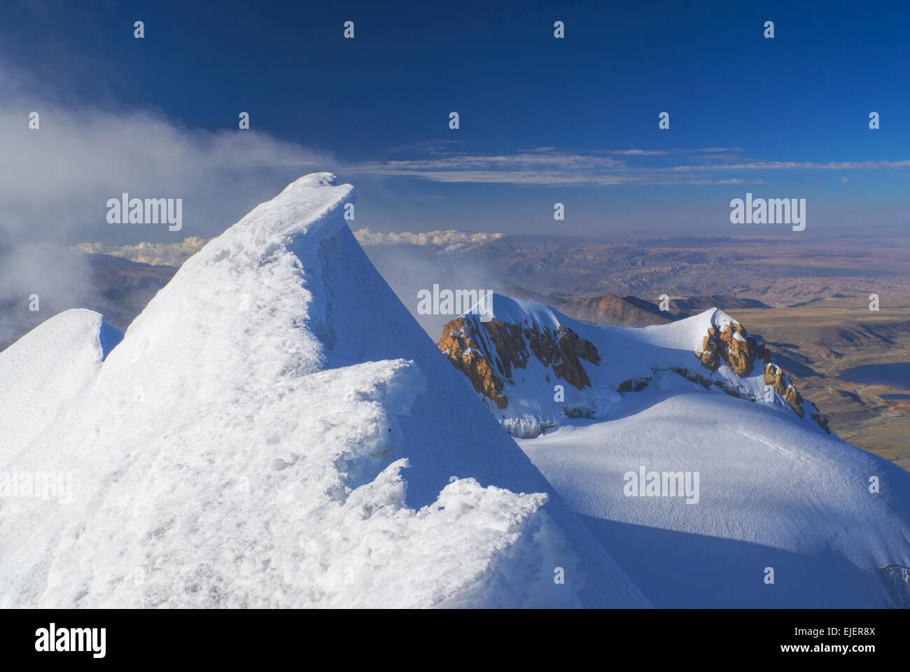 Vue pittoresque du haut de la montagne Huayna Potosi en Bolivie Banque D'Images