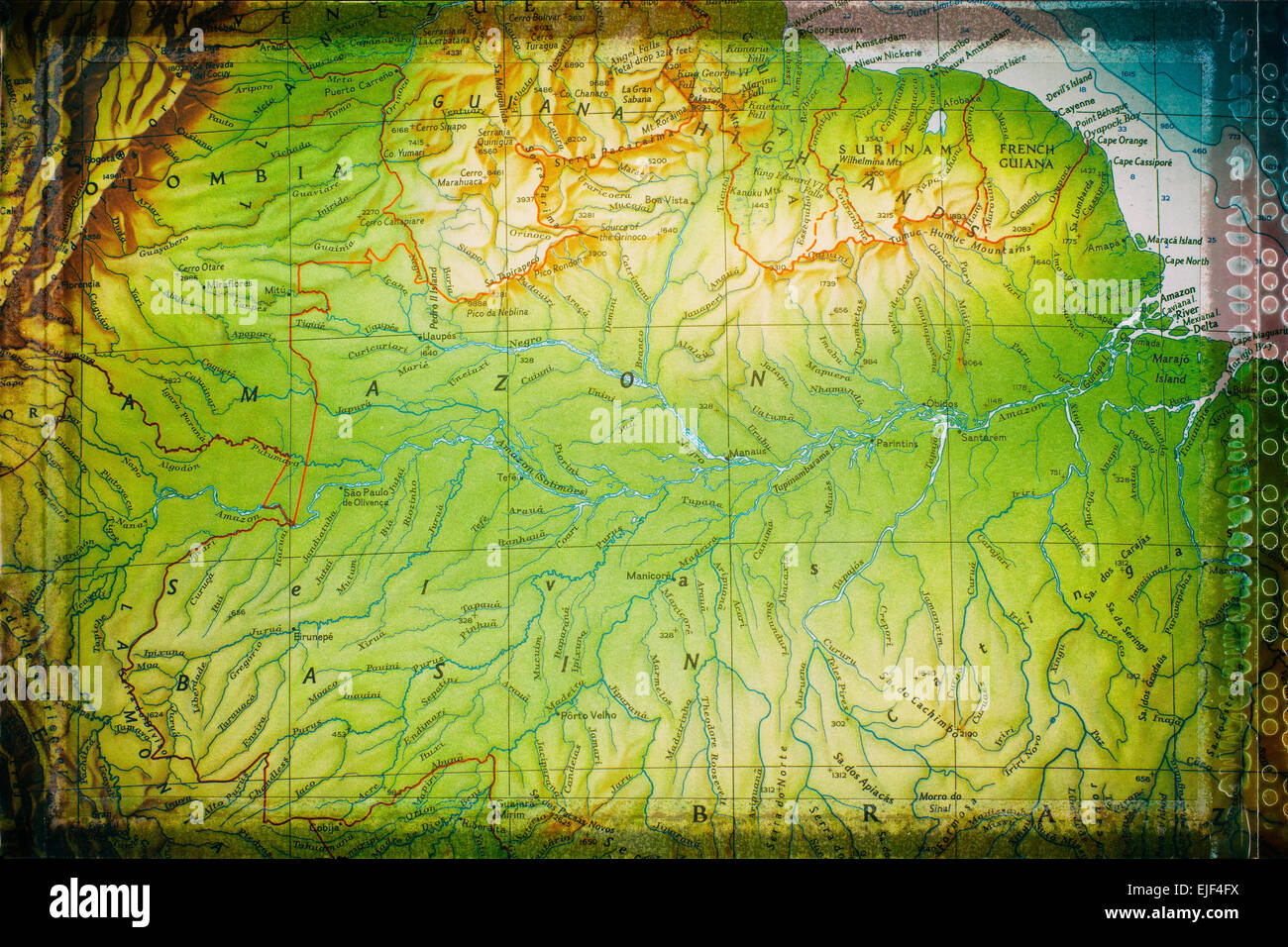 Le meilleur itinéraire - amazonie. photos de mon 'réussi' route du voyageur. Ce traitement en temps réel effets vintage. Banque D'Images