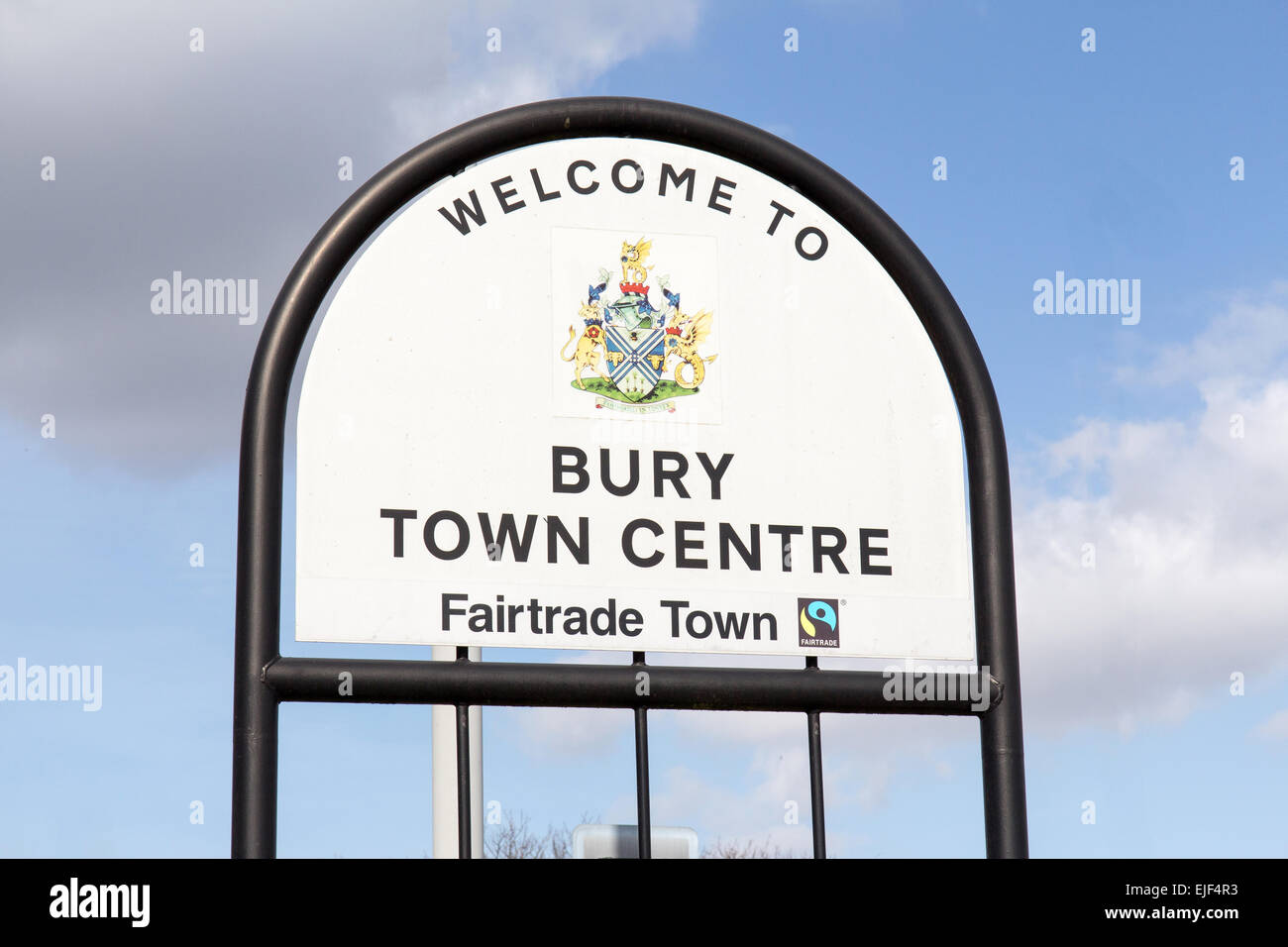 Bury sign in Greater Manchester sur une journée ensoleillée Banque D'Images