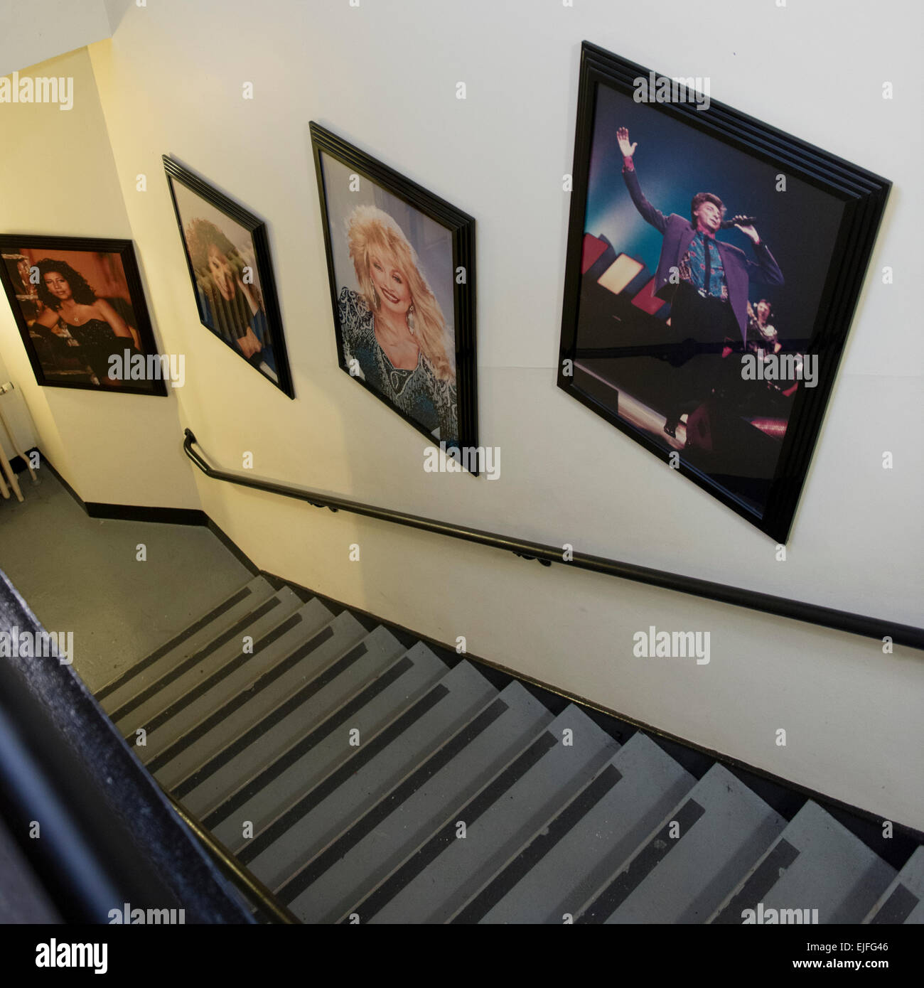 Intérieur de l'escalier le Radio City Music Hall, le Rockefeller Center, Manhattan, New York City, New York State, USA Banque D'Images
