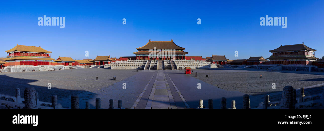 Salle de l'harmonie suprême, la Cité Interdite, Pékin, Chine Banque D'Images