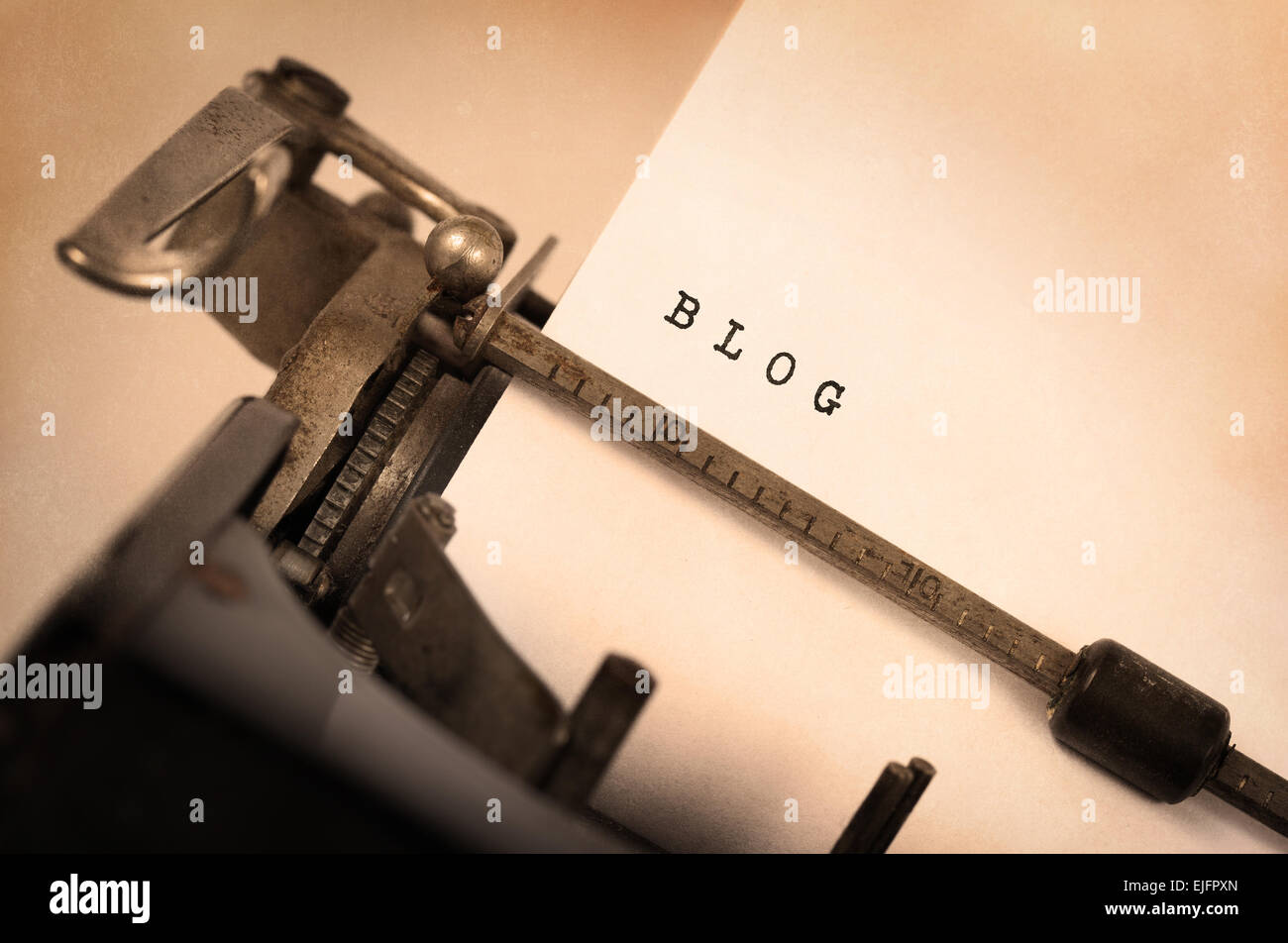 Vintage inscription a été faite par vieille machine à écrire, le blog Banque D'Images