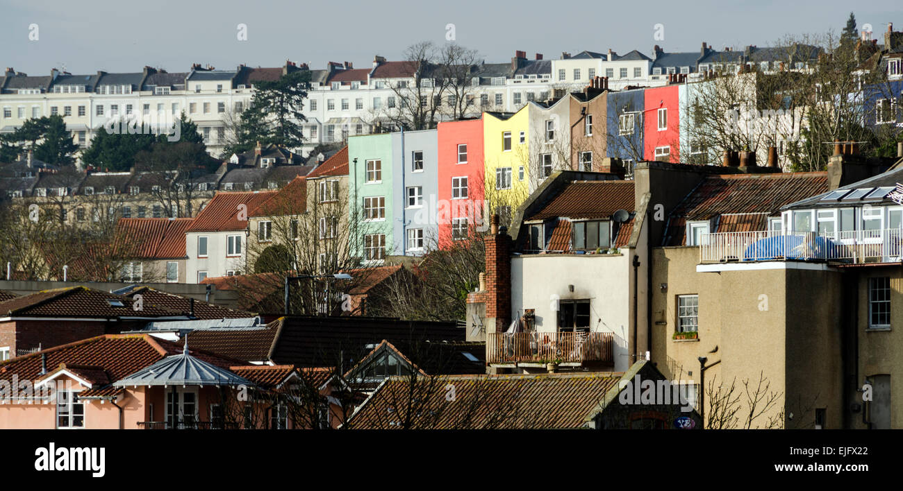 Les maisons colorées de Cliftonwood à Bristol, Royaume-Uni. Banque D'Images