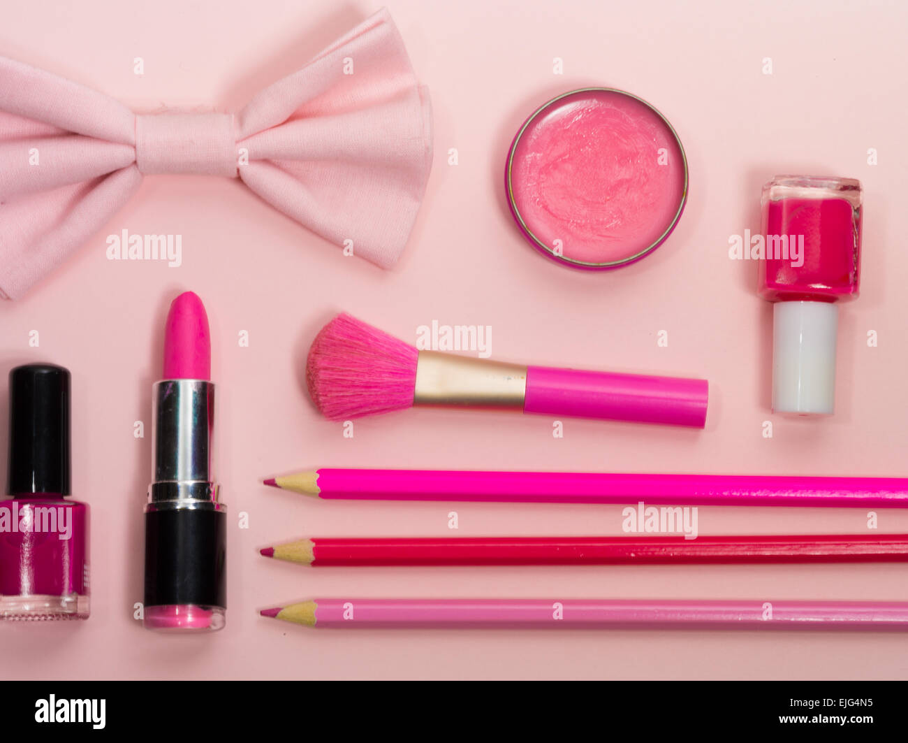 Maquillage et accessoires rose Banque D'Images