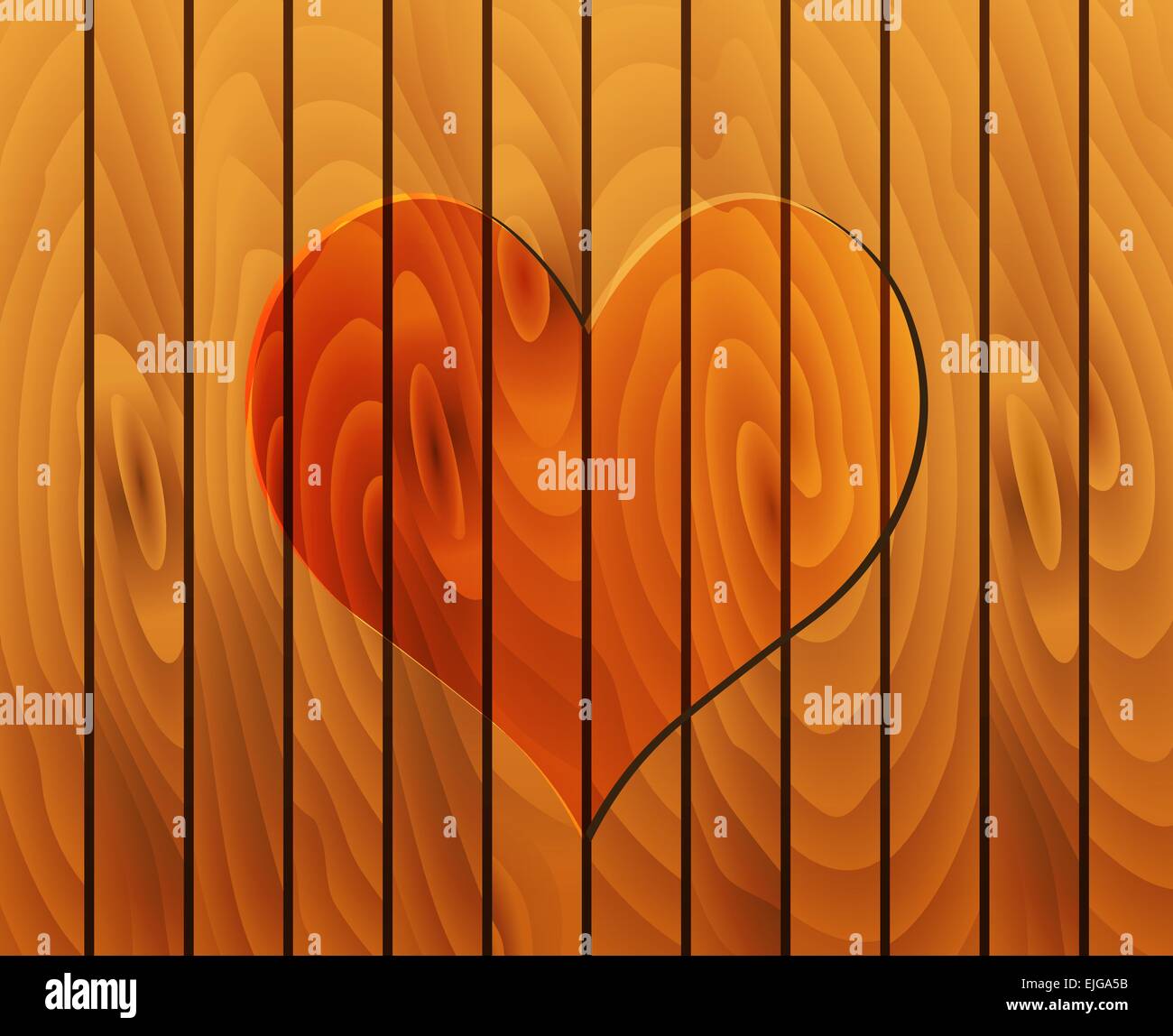 Coeur vecteur sur la texture en bois Illustration de Vecteur