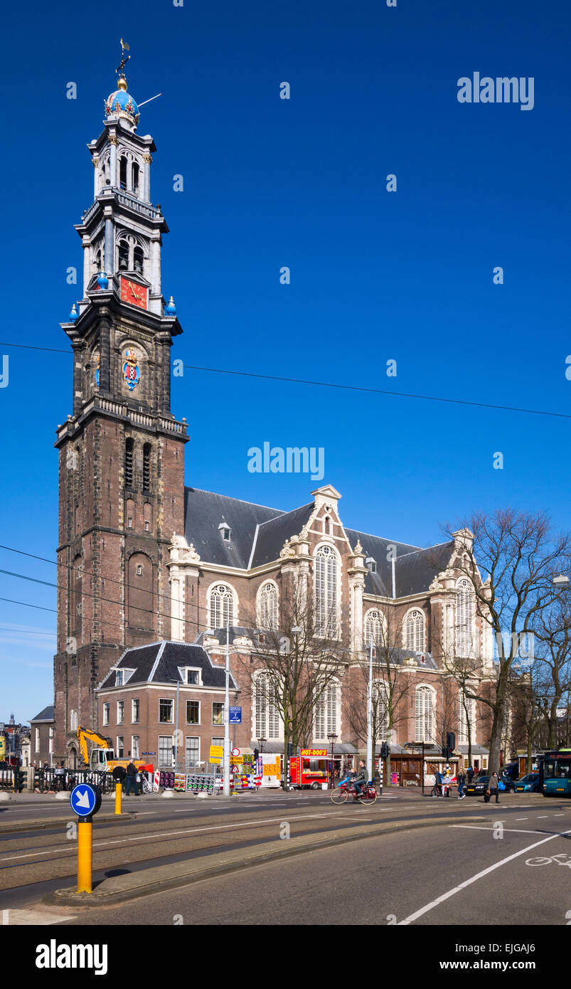 Westerkerk ('Église occidentale') (1620-1631), une église protestante des Pays-Bas, Amsterdam, Hollande. Banque D'Images