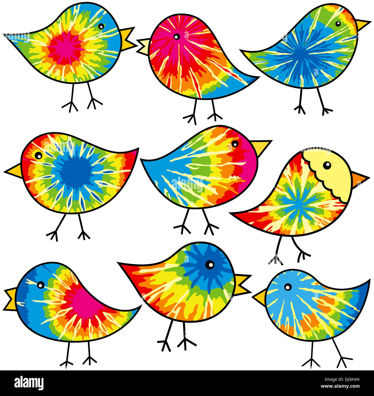 Neuf des poussins colorés teints pour vos dessins Banque D'Images