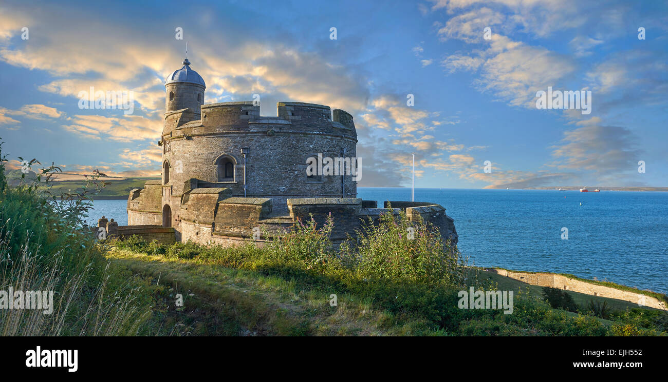 St Mawes Château Tudor défensive des forteresses côtières (1540) construit pour le Roi Henry VIII, Falmouth, Cornwall, Angleterre Banque D'Images