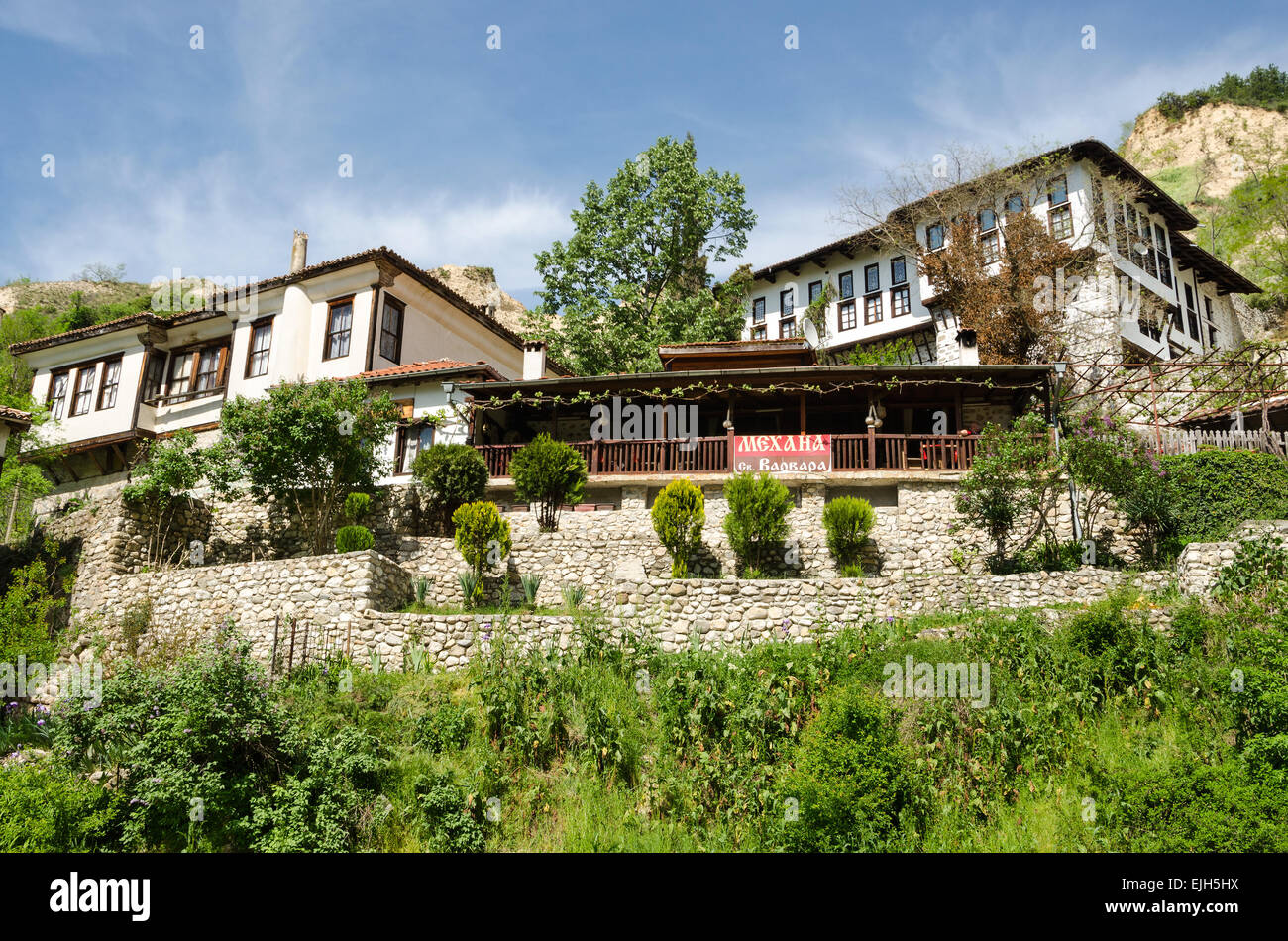 Une vue de l'architecture traditionnelle, la Bulgarie Melnik Banque D'Images