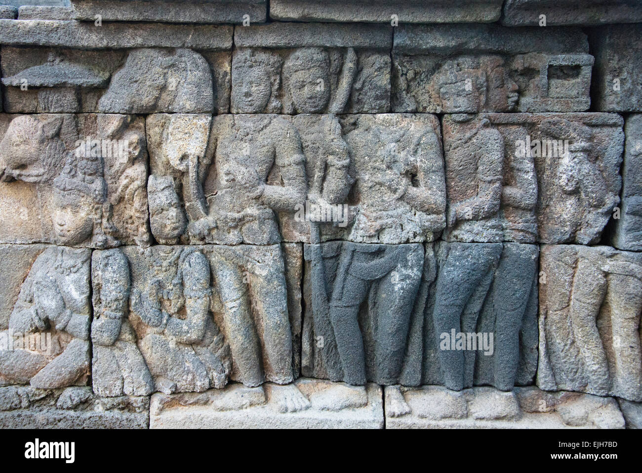 Libre de la sculpture sur pierre, Borobudur, UNESCO World Heritage site, Magelang,Central Java, Indonésie Banque D'Images