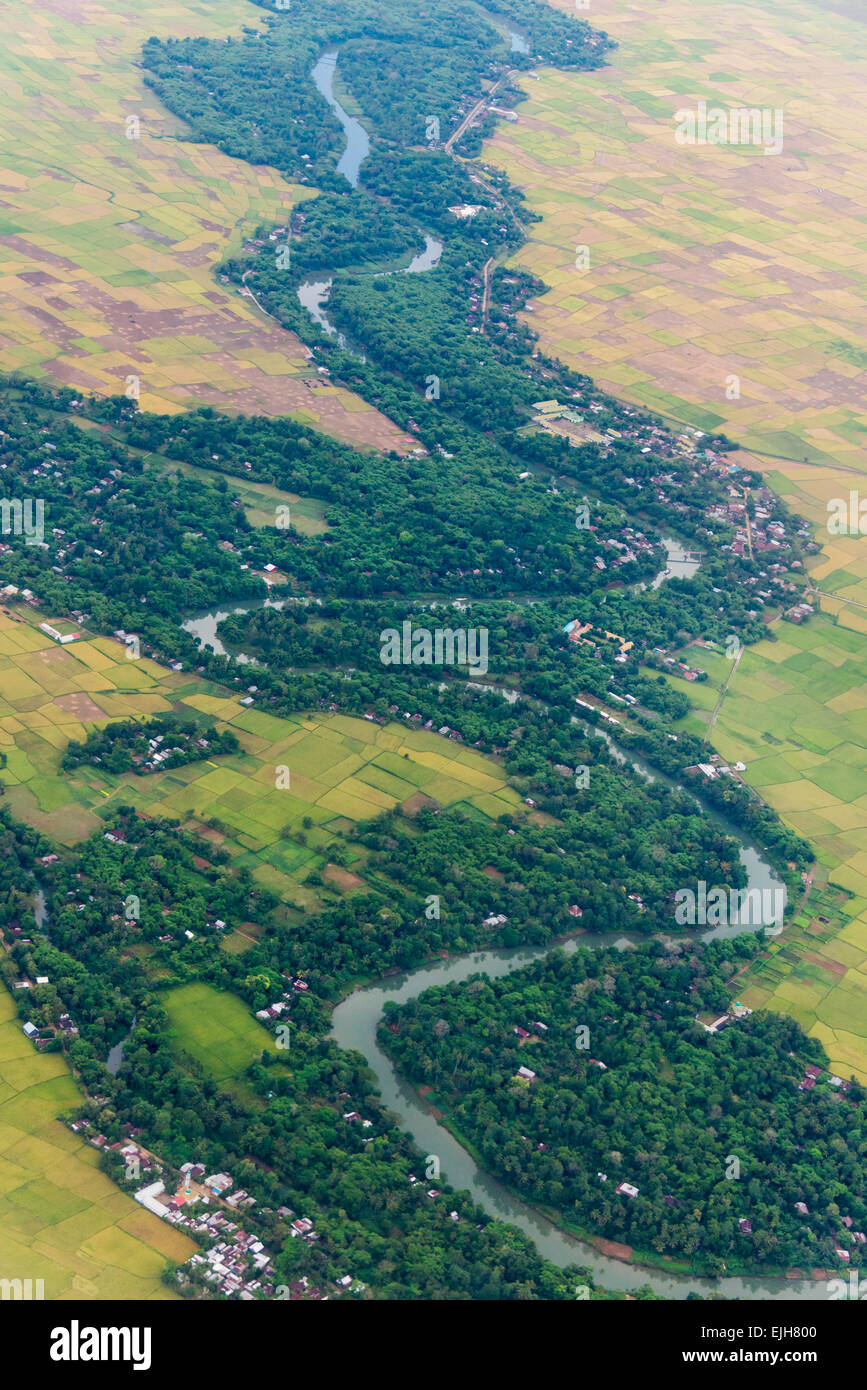 Vue aérienne de l'île de Sulawesi, à Makassar, Indonésie Banque D'Images