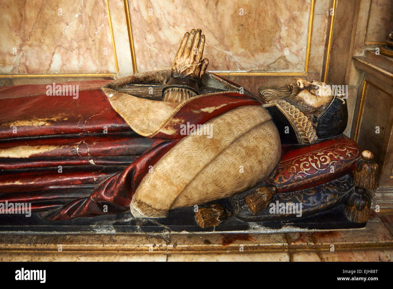Tombe de Jean encore (1543-1607), évêque de Bath et Wells dans la cité médiévale l'Angleterre Wells Cathedral Banque D'Images