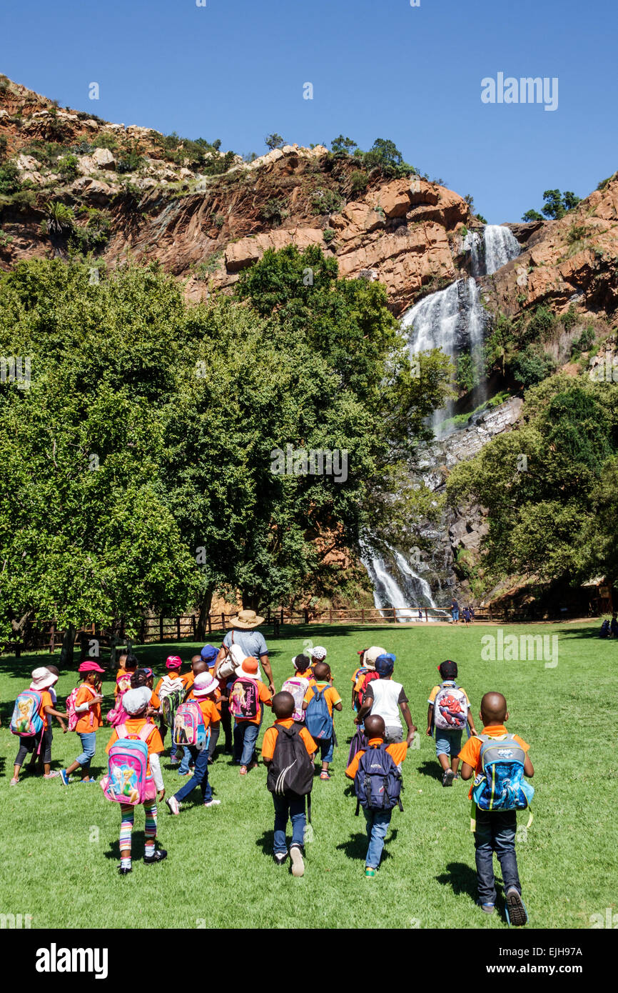 Johannesburg Afrique du Sud,African Roodepoort,Walter Sisulu National Botanical Garden,Witwatersrand,Muldersdrif se Loop,Roodekrans,cascade,falaise,rive Banque D'Images
