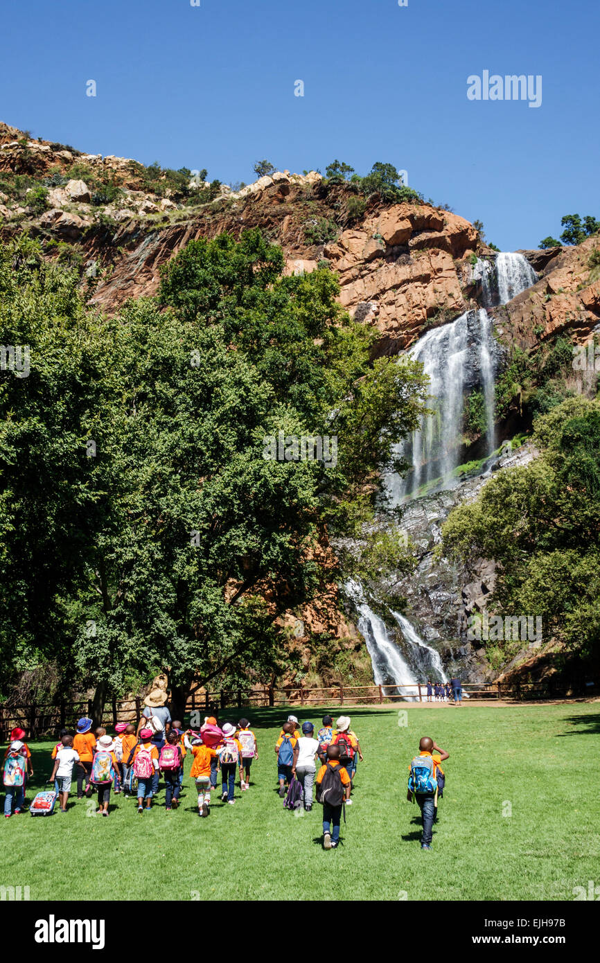 Johannesburg Afrique du Sud,Roodepoort,Walter Sisulu National Botanical Garden,Witwatersrand,Muldersdrif se Loop,Roodekrans,cascade,falaise,rivière,teaches Banque D'Images