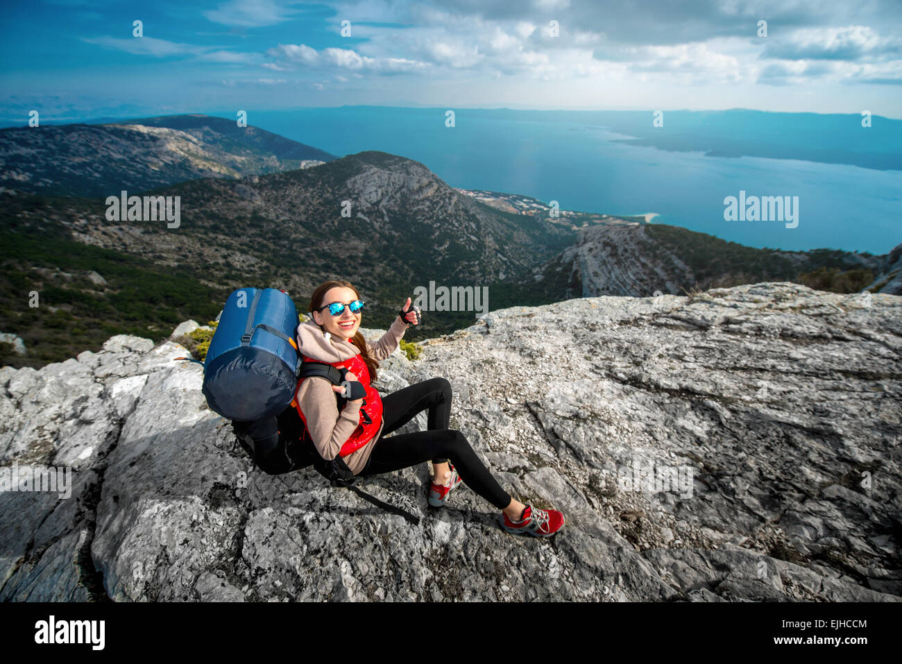 Les jeunes d'alpiniste sur l'île de haut Banque D'Images