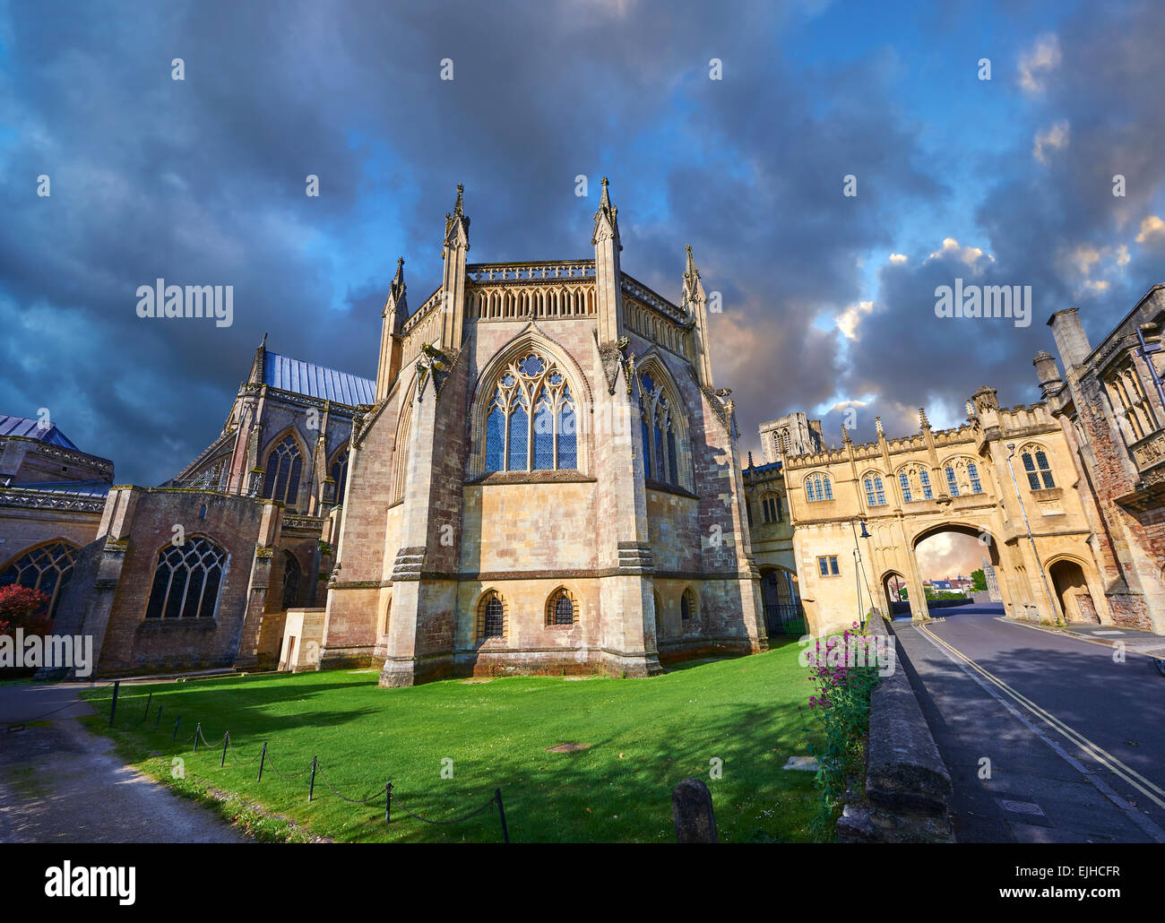 Chapter House de la cathédrale de Wells la cité médiévale construite au début du style gothique anglais en 1175, Wells, Somerset, Angleterre Banque D'Images