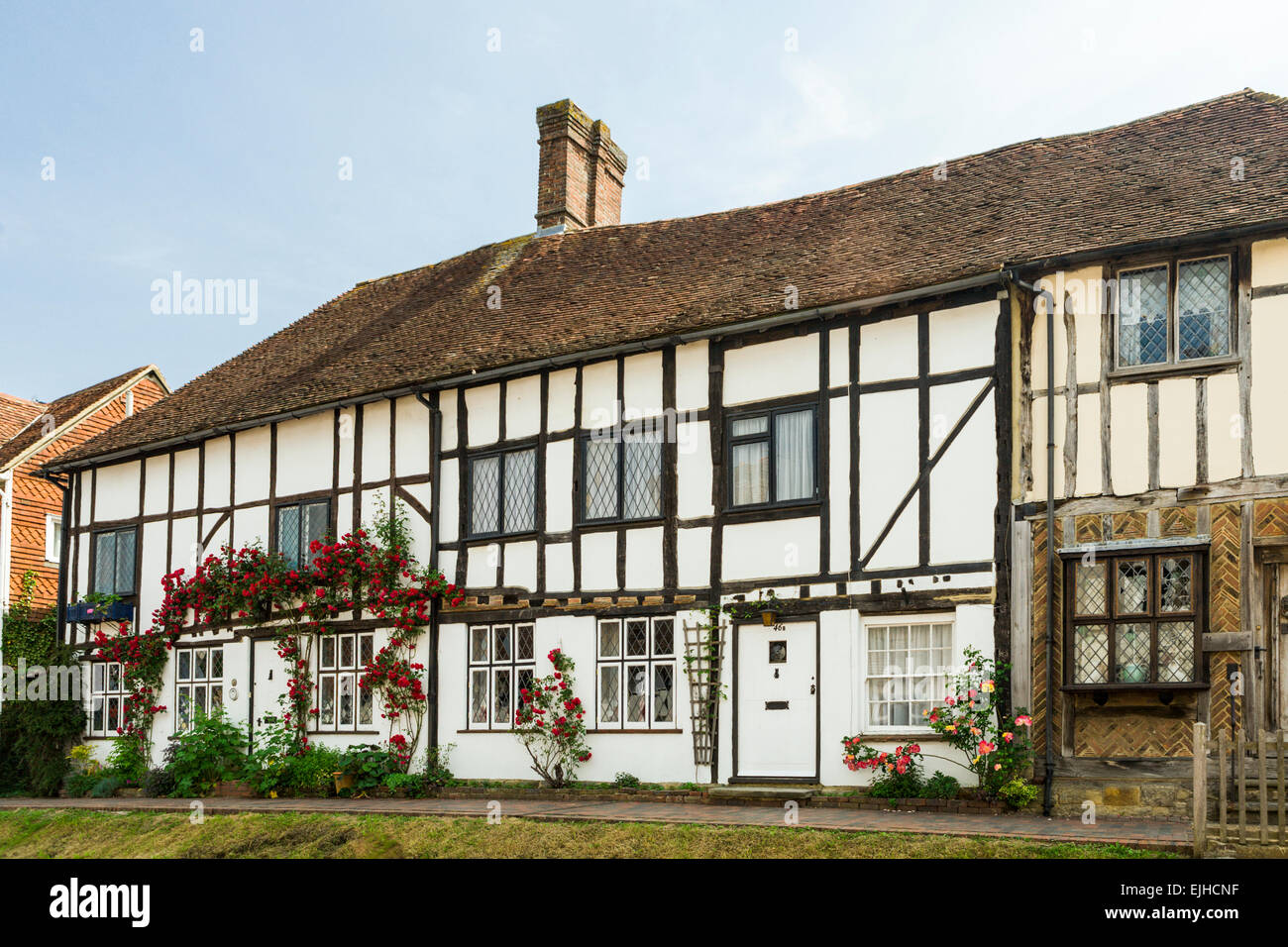 Maisons Tudor dans vieux village de Robertsbridge, Sussex, Angleterre Banque D'Images