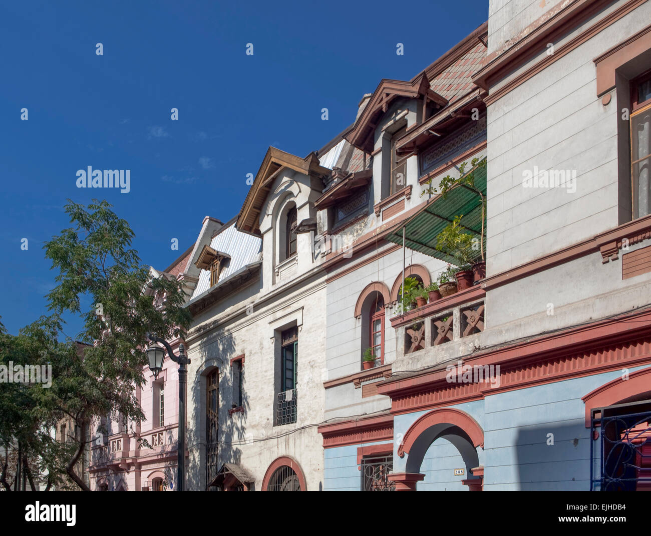 Maisons de la restauré Barrio Bellavista, Santiago, Chili Banque D'Images