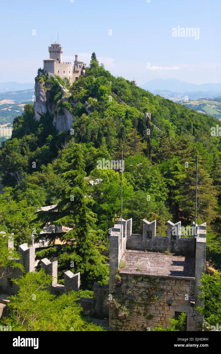 San Marino - haut de la colline et Cesta tower Banque D'Images