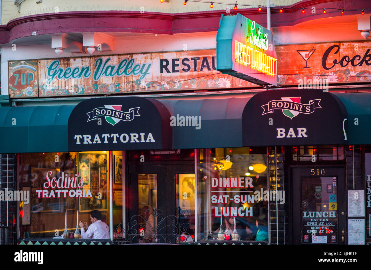 Sodini's restaurant et au bar de plage du nord, San Francisco, Californie, USA de l'extérieur Banque D'Images