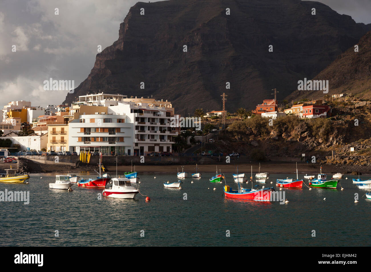 Le petit port de Vueltas, vallée Valle Gran Rey, La Gomera, Canary Islands, Spain, Europe Banque D'Images