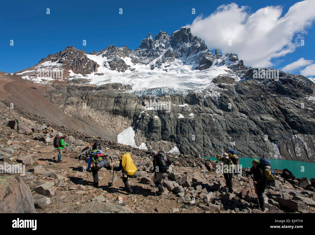 Trekking dans le Cerro Castillo réserve nationale. Région Aysén. La Patagonie. Chili Banque D'Images