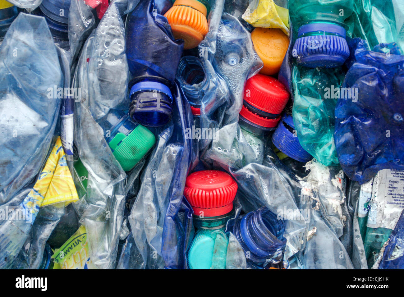 Recyclage des bouteilles en plastique gros plan des déchets plastiques Banque D'Images