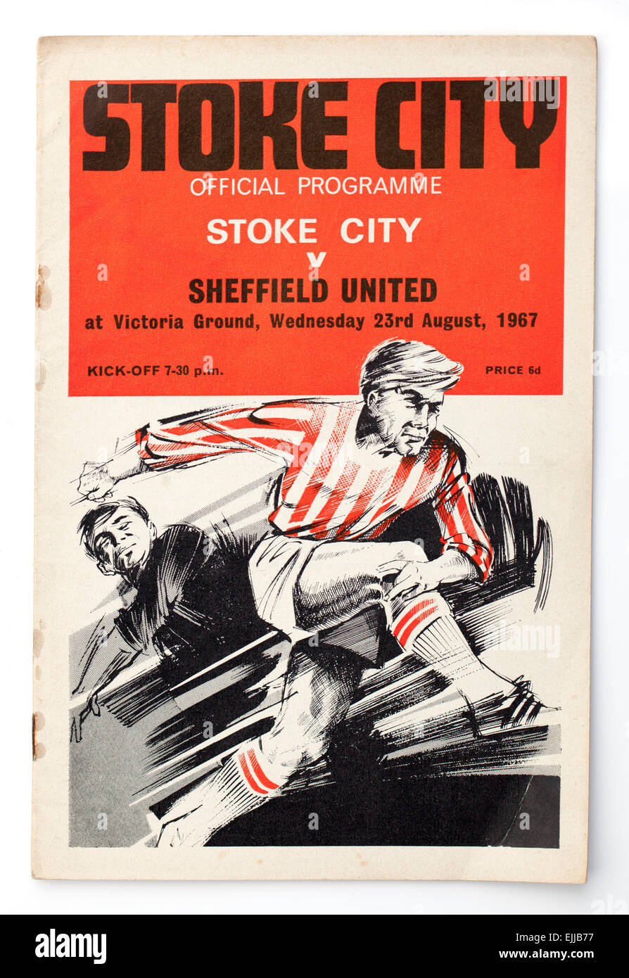 Vintage des années 60, le programme de football anglais Stoke City v Sheffield United Banque D'Images