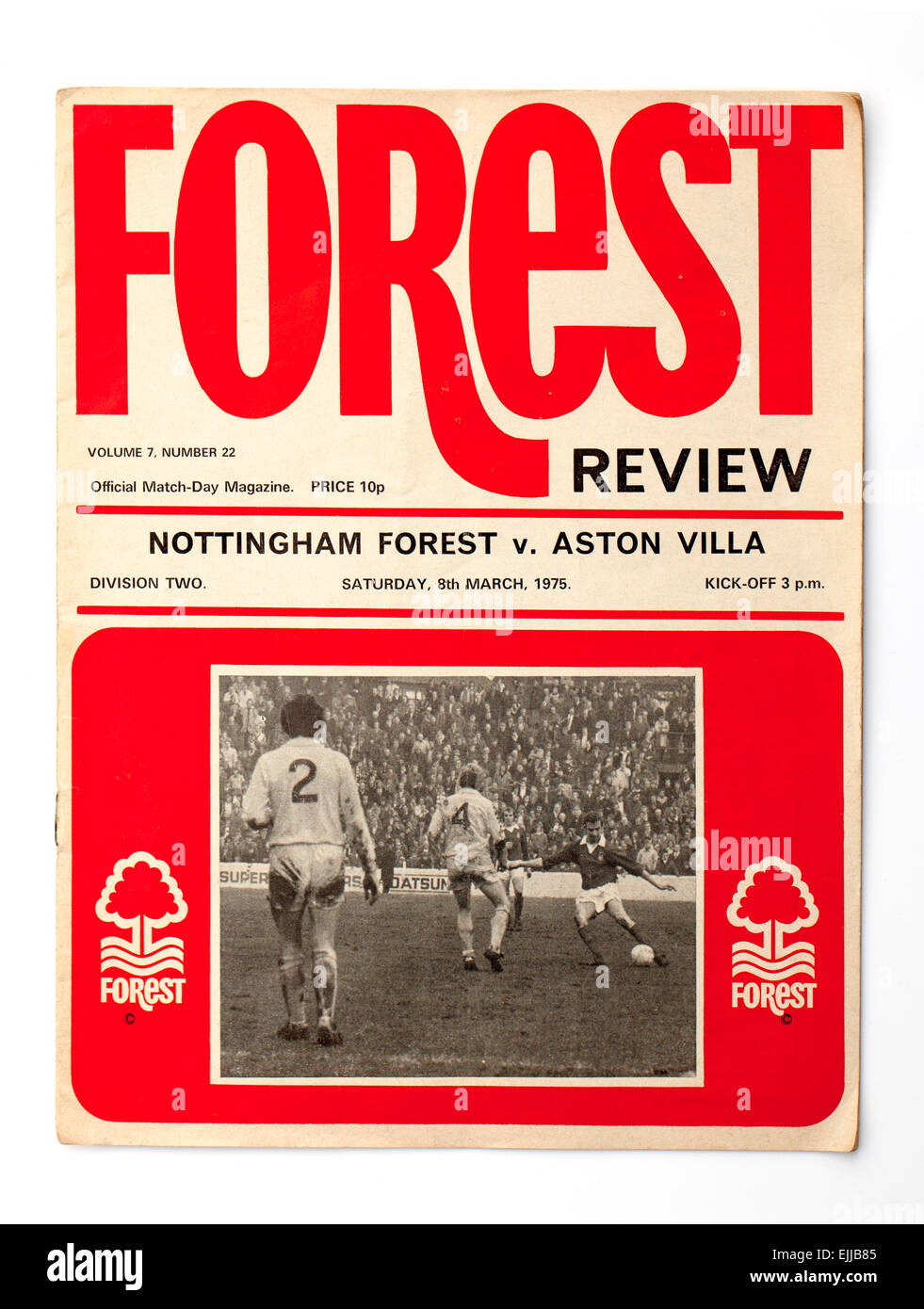 Vintage des années 1970, le programme de football anglais Nottingham Forest v Aston Villa Banque D'Images
