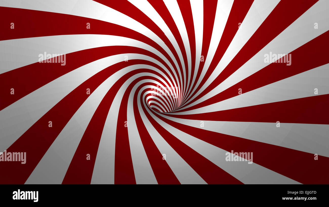 Spirale tourbillon hypnotique ou rouge et fond blanc comme 3d tunnel avec rotation mentale Banque D'Images